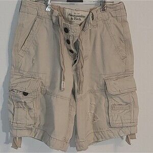 VTG Abercrombie Fitch Shorts Men 30 Y2K Heavyweight Drawstring Surfer Distressed